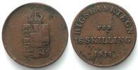 Dänemark DENMARK 16 Skilling Rigsbanktegn 1814 Token FREDERIK VI copper VF -