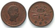 Dänemark DENMARK 1/5 Rigsbankskilling 1842 CHRISTIAN VIII copper AU! -