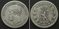 Norwegen NORWAY 1 Krone 1892 OSCAR II silver VF -