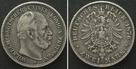 Preussen Germany PRUSSIA 2 Mark 1876 A, WILHELM I, silver VF+ -