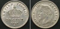 Frankreich FRANCE 20 Centimes 1867 BB, Strasbourg, NAPOLEON III silver AU! -