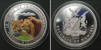 Namibia NAMIBIA. 10 Dollars 2000, Lions 10TH ANN. OF INDEPENDENCE silver colored SCARCE! -