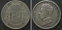 Spanien SPAIN. Peseta 1903 SM-V, ALFONSO XIII, silver VF+ -