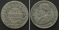 Vatikan PAPAL STATES. 10 Soldi 1868 - XXII R, PIUS IX silver VF+ -