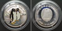 Nordkorea NORTH KOREA. 100 Won 1995 PENGUINS silver COLORED Proof -
