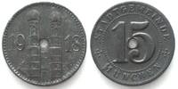 München (Bayern) Germany MUNICH (Bavaria) 15 Pfennig 1918, hole 2.7mm, NOTGELD, zinc UNC- RRR! -
