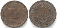 Haus Habsburg HUNGARY. 1 Krajczar 1892 KB, FRANZ JOSEPH I, copper AU! -