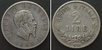Italien ITALY. 2 Lire 1863 N, Naples mint, VITTORIO EMANUELE II silver VF -