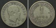 Italien ITALY. 1 Lira 1863 M, Milan mint, VITTORIO EMANUELE II silver aVF -