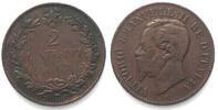 Italien ITALY. 2 Centesimi 1867 T, Turin mint, VITTORIO EMANUELE II, copper, SCARCE! VF -