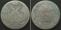 Polen Russian POLAND 10 Groszy 1840 MW NICHOLAS I billon F-VF -