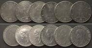 Italien ITALY 6 X 1 Lira 1939 Yr. XVII, VITTORIO EMANUELE III, steel, non-magnetic UNC! -