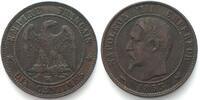 Frankreich FRANCE 10 Centimes 1853 W, Lille mint, NAPOLEON III bronze AU! -