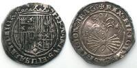 Spanien SPAIN. Real ND (1497-99) Seville mint FERNANDO V & ISABEL silver XF! -