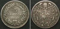 Vatikan PAPAL STATES. 5 Baiocchi 1843 R, GREGORY XVI An.XIII silver VF -