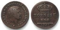 Italien - Sizilien Italian States NAPLES. Tornese 1858, FERDINANDO II, copper VF-XF -