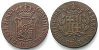 Spanien - Barcelona Spain BARCELONA 3 Quartos 1823 FERNANDO VII copper XF! -