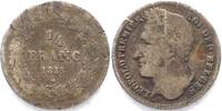 Belgien BELGIUM 1/4 Franc 1835 LEOPOLD I silver aVF RARE! -