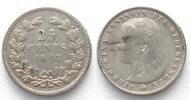Niederlande NETHERLANDS 25 Cents 1897 WILHELMINA silver VF -