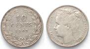 Niederlande NETHERLANDS 10 Cents 1903 WILHELMINA silver VF-XF -