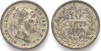 Niederlande NETHERLANDS 10 Cents 1890 WILLEM III silver AU! -