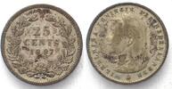 Niederlande NETHERLANDS 25 Cents 1897 WILHELMINA silver VF+ -