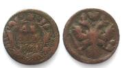 Russland RUSSIA Denga 1741 ELIZABETH - STRUCK THROUGH MINT ERROR - copper XF -