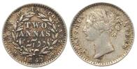 Indien Britisch BRITISH INDIA 2 Annas 1841 (b) Bombay VICTORIA silver VF-XF -