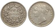 Indien Britisch BRITISH INDIA 2 Annas 1841 (b) Bombay VICTORIA silver VF+ -