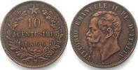 Italien ITALY. 10 Centesimi 1866 H, VITTORIO EMANUELE II, copper, VF-XF -
