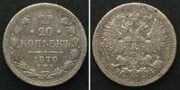 Russland RUSSIA. 20 Kopeks 1870 SPB, ALEXANDER II silver VF-XF -