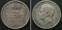 Portugal PORTUGAL. 200 Reis 1909 MANUEL II silver VF+ -