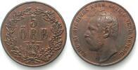 Schweden SWEDEN. 5 Ore 1867 L.A., CARL XV, bronze AU! -