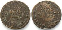 Irland IRELAND. 1/2 Crown 1689 Sepr. JAMES II Civil War, large size GUN MONEY brass VF+ -