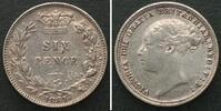England GREAT BRITAIN. Sixpence 1881, VICTORIA, silver AU! -