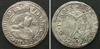 Haus Habsburg AUSTRIA 3 Kreuzer 1650, Hall mint, Archduke FERDINAND CHARLES silver UNC-! -