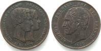 Belgien BELGIUM 10 Centimes 1853 Royal Prince Wedding LEOPOLD I copper XF! -