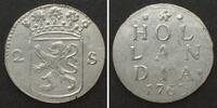 Niederlande - Holland NETHERLANDS - HOLLAND. 2 Stuivers 1763, silver UNC! -
