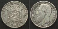 Belgien BELGIUM. 1 Franc 1887, LEOPOLD II, silver AU! -