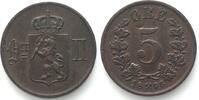 Norwegen NORWAY 5 Ore 1896; OSCAR II, bronze AU! -