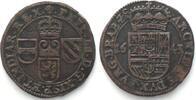 Belgien - Brabant SPANISH NL - BRABANT Liard 1643 Brussels PHILIP IV copper SCARCE! VF-XF -