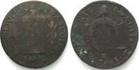 Frankreich FRANCE 2 Sols 1793 BB, Strasbourg mint, bronze VF -
