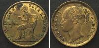 British Tokens KEEP YOUR TEMPER 1853 Brass counter gaming token VICTORIA REGINA 22mm -