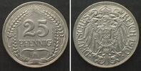 Deutschland - Kaiserreich Germany EMPIRE 25 Pfennig 1910 A, nickel, UNC! -