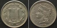 Vereinigte Staaten von Amerika USA Nickel 3 Cents 1865 UNC-! -