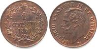 Italien ITALY. 1 Centesimo 1861 M over inverted M, VITTORIO EMANUELE II copper UNC!!! -