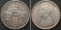 England GREAT BRITAIN. Gothic Florin 1866 die number 2, VICTORIA, silver AU! -