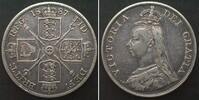 England GREAT BRITAIN. Double Florin 1887, VICTORIA, silver VF+ -