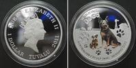 Tuvalu TUVALU. 1 $ 2011 Australian cattle dog WORKING DOGS silver 1 oz colored, Proof -