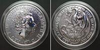 England GREAT BRITAIN 5 Pounds 2017 Red Dragon of Wales QUEEN'S BEASTS 2 oz silver -